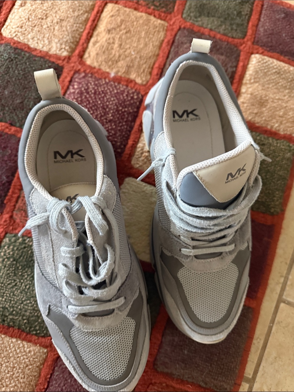 Michael Kors Men’s Light Gray Mesh & Suede Sneakers